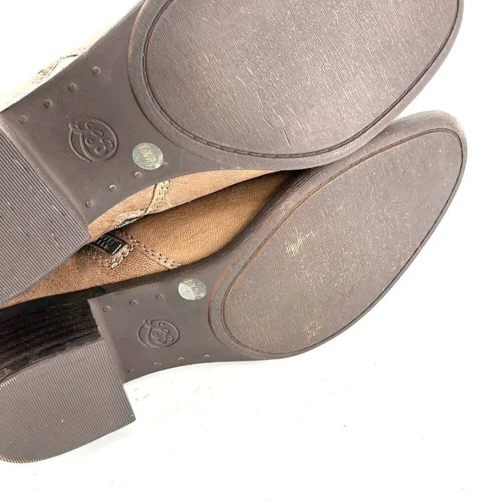 Lucky Brand Basel Boots 8.5 NWOT Tan Dune Gray Ankle Booties Western Zip Capsule